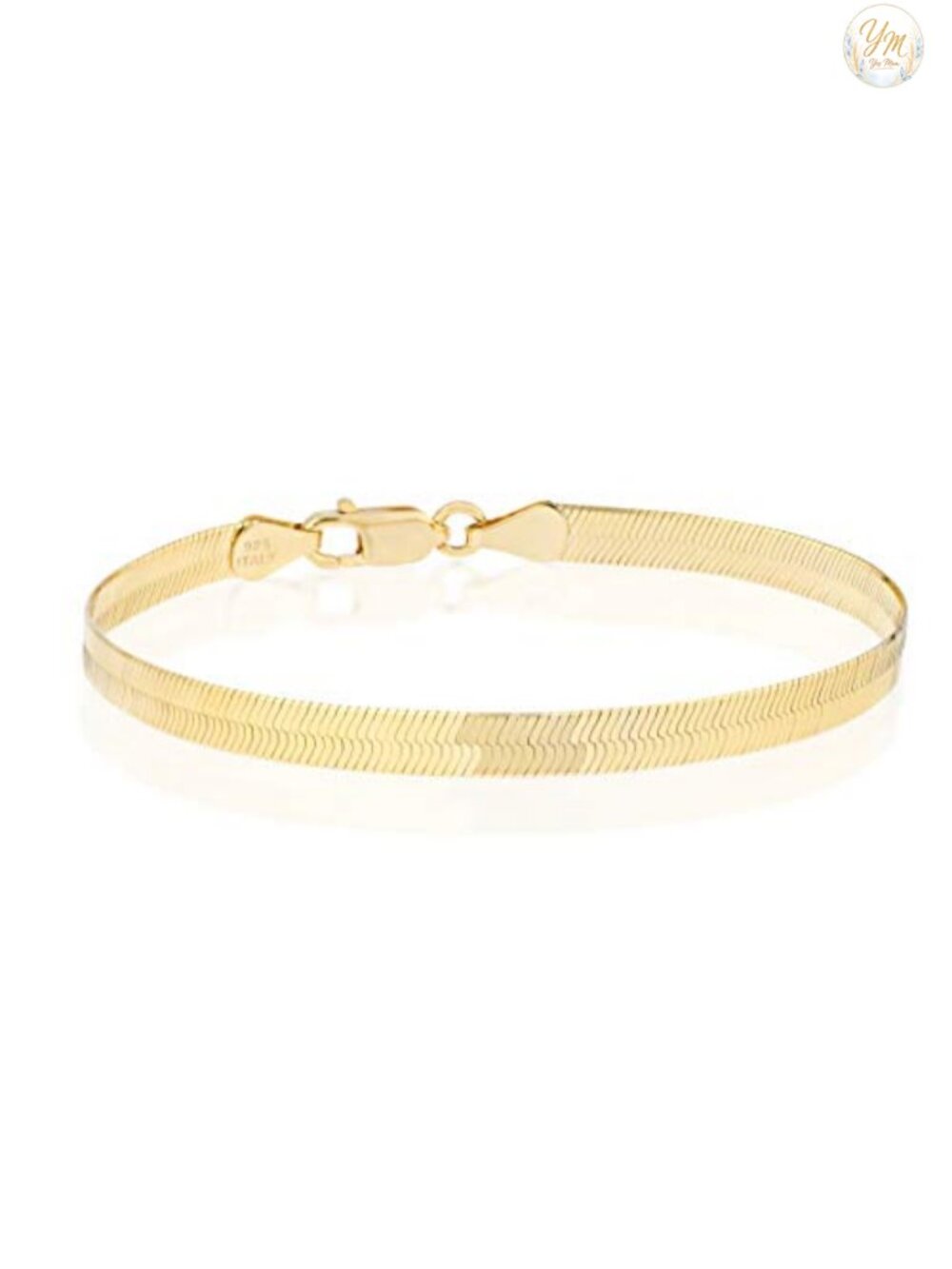 18K Gold Plated Sterling Silver Herringbone Bracelet
